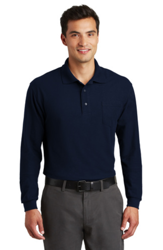 Silk Touch Long Sleeve Polo with Pocket K500LSP Port Authority